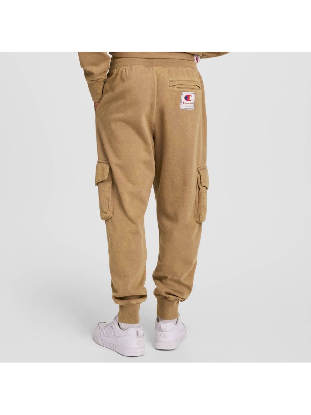 NWT Champion Mens Tan Cargo Joggers Size S baggy fit. Fleece soft stretch.